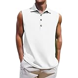 Poloshirts für Herren, ärmellos, Tank-Top, Sommer, Knopfleiste, modisches Hemd mit Kragen, lässig, Strand, einfarbig, Weißes Polo De Hombre, XL