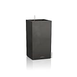 Lechuza CANTO Stone 30 high, Graphitschwarz, Hochwertiger Kunststoff, Inkl. Bewässerungssystem, Herausnehmbarer Pflanzeinsatz, Für Innen- und Außenbereich, 13602, 30x30x56 cm