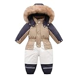 Baby Unisex Schneeanzug Mit Ohrenkapuze - Gefütterter Winteroverall Mit Reißverschluss Für Jungen Und Mädchen | Warmer Strampler Für Kalte Tage