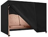 Dokon Hollywoodschaukel Abdeckung 4 Sitzer Wasserdicht Winterfest Winddicht UV-Beständiges Robustes Oxford-Gewebe Schutzhülle für Gartenschaukel, Schaukelbank (250x150x160cm) - Schwarz