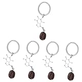 SHERCHPRY 5 Stück Kaffeebohne Schlüsselanhänger kaffeegeschenkideen Kaffeebohnen Schlüsselanhänger Espresso Damen Handtaschenanhänger für Kaffeeliebhaber Zinklegierung