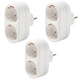 3 Stück Mehrfachsteckdosenleiste,Steckdosenadapter 2 Fach, Kupferkontakte,Mehrfachsteckdose Tragbar für Steckdose Aufputz-Steckdose für Büro,Hause,Reisen