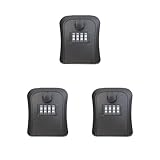 3er-Set Schlüssel-Aufbewahrungsbox für den Außenbereich, 4-stellig, Wandmontage, für Garten, Innenbereich, Zuhause, Schwarz