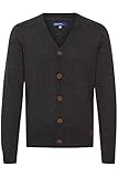 Blend BHLennard Herren Strickjacke Cardigan Feinstrick mit V-Ausschnitt Knopfleiste Baumwollmischung Regular fit, Größe:XL, Farbe:Charcoal (70818)