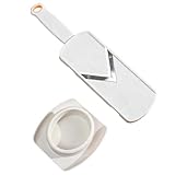 Shredder Cutter Grater Slicer für Gemüse Obst Kohl, mit V-Klinge, Gemüsehobel mit Edelstahlklinge, Gemüsehobel mit Restehalter, Reibe mit ergonomischem Griff, inkl. Fingerschutz, Weiß