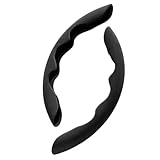 XIYUANFA 2 Stück Auto Lenkradbezug für FIAT 500e (2013) 2020-, Segmentierter Lenkradabdeckunge rutschfest Lenkradhülle Wildleder Lenkrad Abdeckung（37-39CM）,Black