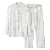 Bauzuoyo Mittelalter Kleidung Herren Chinesisch Kleidung Kung Fu Anzug Herren Vintage Kampfkunst Tai Chi Qigong Wing Chun Shaolin Wushu Lange Trainingsanzug Bequeme Leinenanzug Freizeitanzug