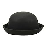 Melone Bowler Hut rund Melonenhut schwarz Chapeau Zylinderhut Bowlerhut Damen Herren Filzhut Wollfilz Theaterqualität Hüte Vintage Kostüme Jazzhut Filzhut Kappe Mit Kurzer Krempe