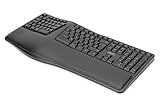 DIGITUS Ergonomische Funk-Tastatur - DE-Tastaturlayout (QWERTZ) - Hotkey-Tasten - Nano USB-Empfänger - Schwarz