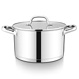 20cm Kochtopf, Onader 3-Lagiger Boden Edelstahl Topf Induktion mit Glasdeckel, 3,7L Nudeltopf Suppentopf für alle Herdarten zum Kochen, Gesund & Spülmaschinenfest