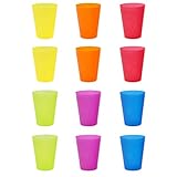 Gut & Günstig Trinkbecher Bunt | 12er Set Platsikbecher | 0,3 Liter | geeignet als Kunststoffbecher für Kinder