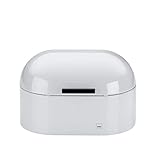 kela Brotkasten Metall mit Lüftungslöcher 25x15x17cm, kleine Brotbox mit Klappdeckel, FRISCOLINO, Brotaufbewahrungsbox, weiß glänzend