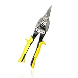 Blechschere, gerader Schnitt, robuste Metallschere für Blech, Drahtgeflecht und Aluminium, Luftfahrtschere für Trockenbau, CW/UW-Nieten und mehr, ergonomischer Blechschneider mit Hebelwirkung