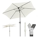 Sekey Sonnenschirm 270cm mit UV50+ Schutz, Wasserabweisend Gartenschirm mit Kurbelbedienung – Ideal für Garten, Balkon & Terrasse