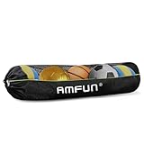 AMFUN 122x38cm Ball Tube Tasche, Balltasche für 5 Bälle, Polyester Fussballtasche Ballsäcke, Fußball Meshbag, für Basketbälle, Volleybälle, Fußbälle, Rugbybälle (Schwarz)