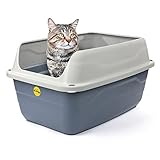 Cat Centre Katzenklo XL Offen Mit Extra Hohem Rand Katzentoilette Ohne Deckel Grau XL 56 x 40 cm