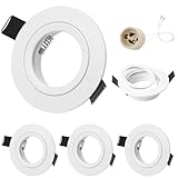 GeyouLux 4er set Einbaustrahler LED 230V Rahmen mit GU10 Fassung für GU10/MR16, LED Spots Matt Weiß Rund Flach Deckenspots Aluminium Einbauspots Spot Einbaurahmen 68mm lochmass