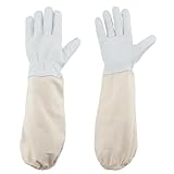 Hapyearn Imkerhandschuhe Stichfest,Imker Handschuhe Herren Damen,Handschuhe Imker aus Ziegenleder,Imker zubehör Für Bienenschutzhandschuhe Leder 47CM Mit Belüfteten Ärmeln