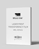 Mizarstar Transparenzfolie für Laserstrahldrucker und Kopierer, Overhead-Projektorenfolie, Briefgröße, 21,6 x 27,9 cm, 50 Stück