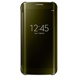 Samsung Handyhülle Schutzhülle Protective Case Cover mit Clear View Klarsicht Cover für Galaxy S6 Edge, gold