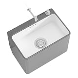 One-Touch-Keramikspüle für Wischmopp – Anti-Verschütten-Design, unabhängige Entwässerung, perfekt für Badezimmer, Wäsche, Zuhause & Büro, unverzichtbarer Lavandino für effiziente Reinigung