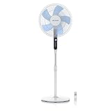 Brandson - DC Standventilator energiesparend ECO - Fernbedienung - Brushless Silent Motor, sehr leise – Preisträger 2025-80° Oszillation - Ventilator Timer – 12 Stufen - LED Display