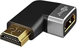 goobay 72012 HDMI Winkeladapter 270° horizontal/Winkelstecker 8K @ 60 Hz und 4K @ 120 Hz HDMI Stecker auf HDMI Buchse 48 Gbits Verlängerung Adapter/HDR, ARC, vergoldet