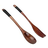 Holzlöffel Gabeln Set, Multi -Function -Löffel Gabel Set, Buchenholzfoton Zum Essen, Tragbare Utensilien mit Qualitätsmaterial