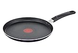 Tefal D52610 Resist Crêpepfanne 25 cm | sichere Titanium Antihaftversiegelung | Thermo-Signal Temperaturindikator | leichte Reinigung | Flame Protect-Technologie | Schwarz | nicht induktionsgeeignet