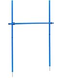 SPORTIKEL24 Hürdenset – Slalomstangen ø 32 mm, 100 cm mit Metallspitze & höhenverstellbarer Querstange – Farbe Blau – Outdoor-Training für Agility & Parcours