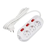 feletec 3-Fach Steckdosenleiste einzeln schaltbar 1,5m Kabel Farbe: weiß, für Wandmontage geeigtnet, 230V 16A 3500W