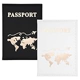 HIKPACKER Passport Holder, 2 Stücke Hülle Reisepass, Reisepasshülle Personalisiert, PU Leather Reisepass Schutzhülle für Damen Herren, für Kreditkarten, Ausweis und Reisedokumente (Schwarz & Weiß)