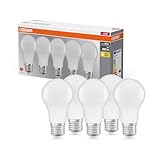 Osram Lamps LED Base Classic A Lampe, Sockel: E27, 2700 K, 8, 50 W, Ersatz für 60-W-Glühbirne, Warmweiß, 5 Stück (1er Pack)