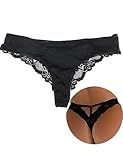 ohyeahlady String Tanga Damen Sexy Dessous Spitze Tangas Set Niedrige Taille Erotisch Slips Große Größen Thong Frauen Bikini Hipster Pantys Unterwäsche Unterhosen(Schwarz A,M-L)