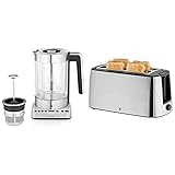 WMF Lono 2 in 1 Vario Wasserkocher, mit Temperatureinstellung, 1,4-1,7 l, 3000 W & Bueno Pro Toaster Langschlitz mit Brötchenaufsatz, 4 Scheiben, XXL Toast, 6 Bräunungsstufen, 1550W