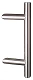 HISKA Haustürgriff Edelstahl – Länge 200–1000 mm, Achsmaß 80–950 mm, Stossgriff/Stangengriff, 45° Halter, Made in Germany