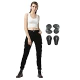 Motorrad Hose Damen, Schutzkleidung, Motorradjeans Stretch Mit 4X Schutzpolster (Black, S)