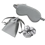 AHIOJEGX Schlafmaske Seide Schlafmaske Seide Augen Nachtmaske Schlafpflaster Augenabdeckung Sortieren Patches for Frauen Augenbinde Gesundheit Atmung Entspannen Nickerchen Verband(Gray 3Pcs)