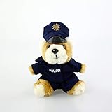 Teddywelt Polizei Teddy Schlüsselanhänger mit weißer Mütze, Plüschtier 12 cm mit Karabiner – Original seit 1996