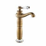 Vintage Badarmatur Retro Einhandmischer Wasserhahn Gebürstetes Messing Waschtischarmatur Nostalgische Badewannenarmatur Antik Finish für stilvolle Badezimmer
