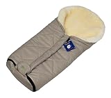 Reissner Lammfelle Merino Lammfell Baby Fußsack ESKIMO Mumienform mit Reißverschluss für Kinderwagen Buggy & Stroller oyster