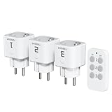 TESSAN Funksteckdosen mit Fernbedienung Set, 3 Steckdosen mit 1 Handsender, Reichweite 30,5M Ferngesteuerte Stecker für Innendekorationen, Haushaltsgeräte und Lampe, 2300W, Weiß