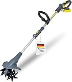 FANZTOOL mini Motorhacke Akku 20V inkl. 2.5Ah Akku & Ladegerät, Gartenfräse mit 20cm Arbeitsbreite,15 cm Arbeitstiefe Bodenhacke für klein Beet & Garten