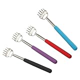 ieron Rückenkratzer für Herren, Bärenkrallen, tragbar, ausziehbar, Metall-Rückenkratzer/Handmassagegerät/Rückschlag mit Gummigriffen, 4 Stück