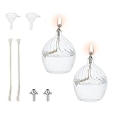 SUPERFINDINGS Öllampe aus klarem Glas, 9,7 x 7,9 cm, rustikale Öllampe, Laterne, Kammer, Öllampen, Kerosinlampe mit Baumwolldocht für den Innenbereich, Heimdekoration, Beleuchtung