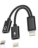 Kopfhöreradapter für iPhone, MFI-zertifizierter Dongle (2-in-1), Dual-Lightning-Klinkenstecker, Audio-Ladegerät-Anschluss, AUX-Splitter für 14, 13, 12, 11 Pro Max, X, Xr, Xs, SE, 7, 8 Plus, für iPad