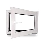 Kellerfenster - Kunststoff - Fenster - innen weiß/außen weiß - BxH: 70 x 60 cm - 700 x 600 mm - DIN Rechts - 2 fach Verglasung - 60 mm Profil