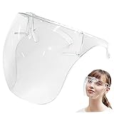 ISOYTERO Gesichtsschild mit Brille, Anti-Fog Clear Clear Full Face Shield Maske, wiederverwendbare schützende Plastik-Tröpfchen-Spritzer Guard für Frauen Männer Kinder