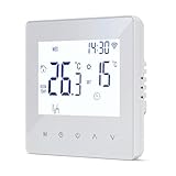 Decdeal WLAN Thermostat Raumthermostat für Wasser Fussbodenheizung,Programmierbar 230v LCD 3A Mit der App Tuya (weiß)