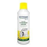 HEITMANN pure Reine Citronensäure: Flüssiger Bio-Entkalker für Küche und Bad, Reiniger gegen Kalk aus 100% natürlichen Inhaltsstoffen, Lebensmittelsauber und biologisch abbaubar, 500 ml